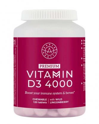 Aarja Health D3-vitamiini, ksylitol & puolukka, 120 tabl.