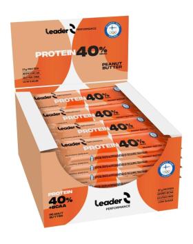 24 kpl Leader 40 % Protein + BCAA Proteiinipatukka, Peanut Butter (5/2023)