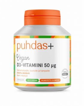Puhdas+ Kasviperäinen D3-vitamiini 50 µg, 60 kaps.