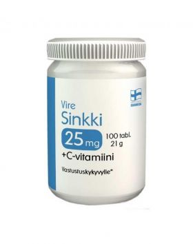 Vire Sinkki 25 mg + C-vitamiini, 100 tabl.