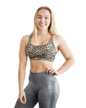 M-NUTRITION Sports Wear Workout Top, Yellow Leopard