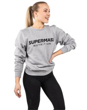 Supermass Nutrition harmaa collegepusero, musta logo